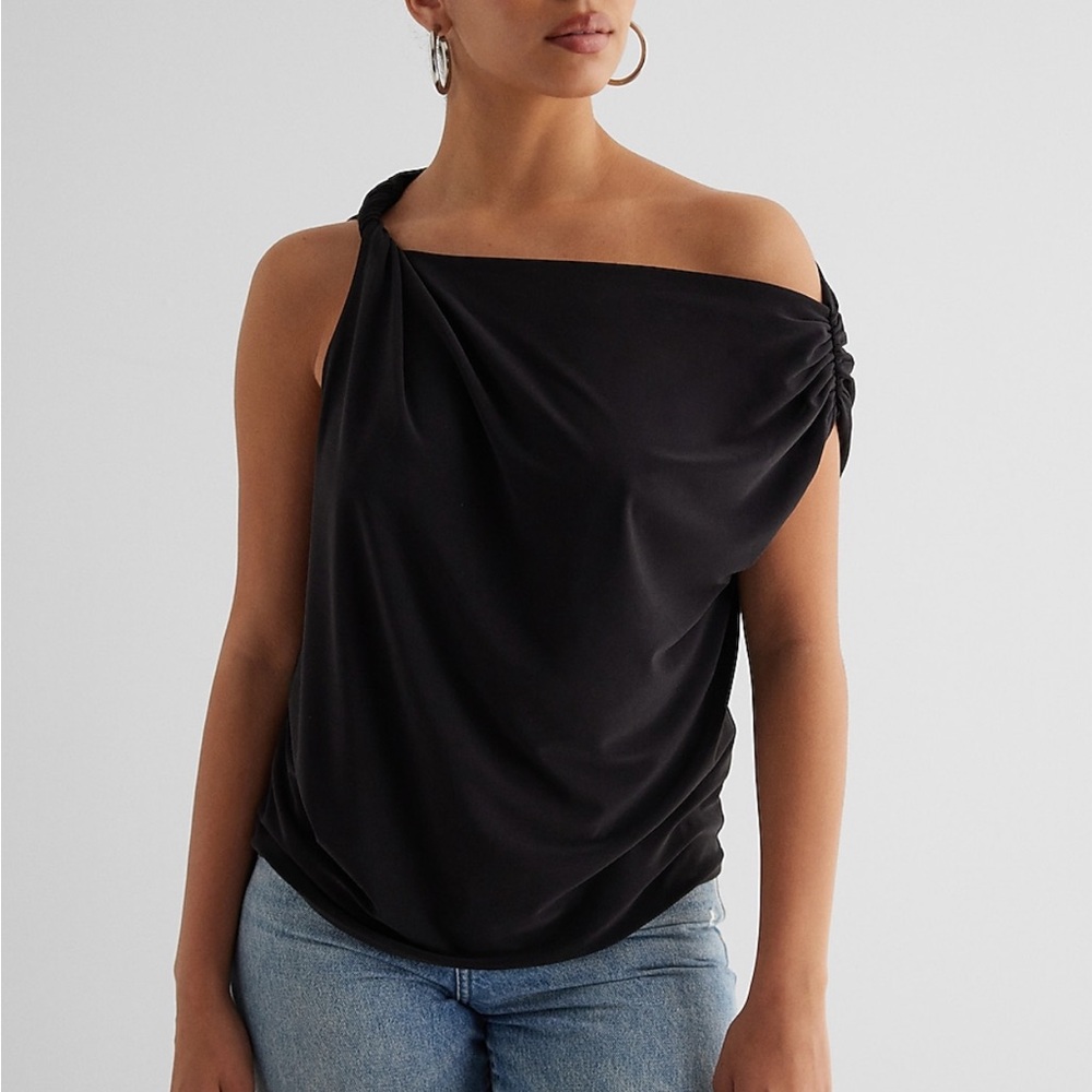 Express relaxed twisted asymmetrical one shoulder top